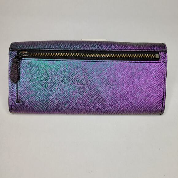 COACH Soft Wallet In Hologram Leather Envelope Buffalo Hide Iridescent Rainbow - Picture 7 of 15